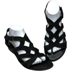 ARCHE LN France Black Nubuck Gladiator Styled Sandals